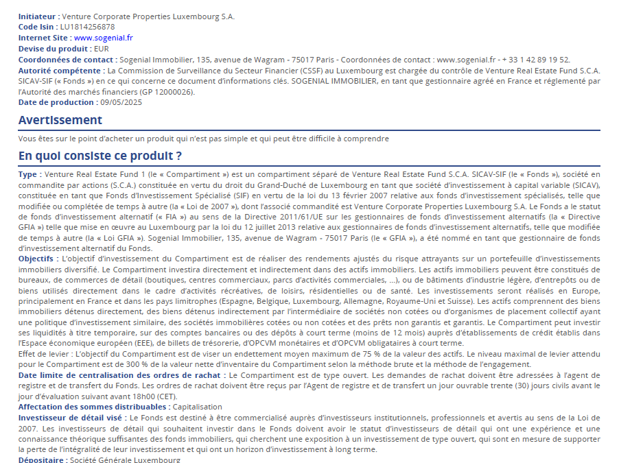 PRIIPS VREF – Distribution classe D-c – FR