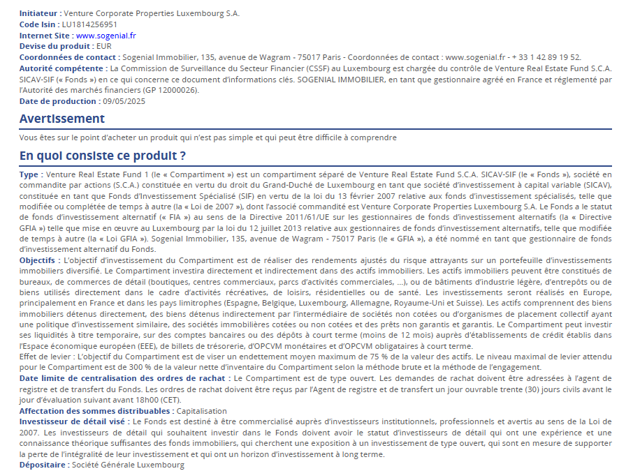 PRIIPS VREF – Distribution classe D-d – FR